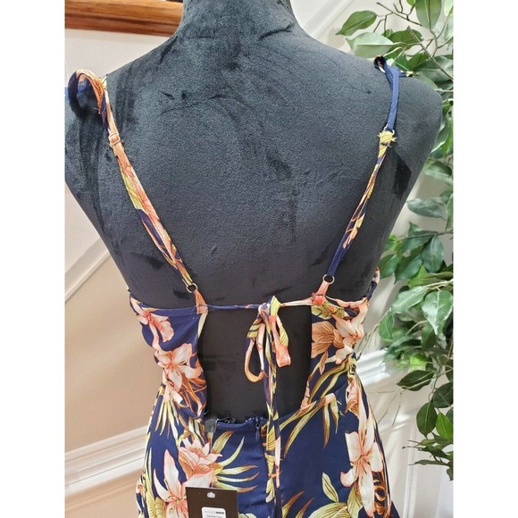 Fashion Nova Women's Blue Floral Polyester V-Neck Sleeveless Ruffle Mini Dress S - Picture 8 of 12